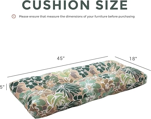 Miniatura 3 de Magpie Fabrics Cojín de banco para interiores y exteriores, 45 x 18 pulgadas, antideslizante, resistente al agua, largo, cojín de sofá biplaza para