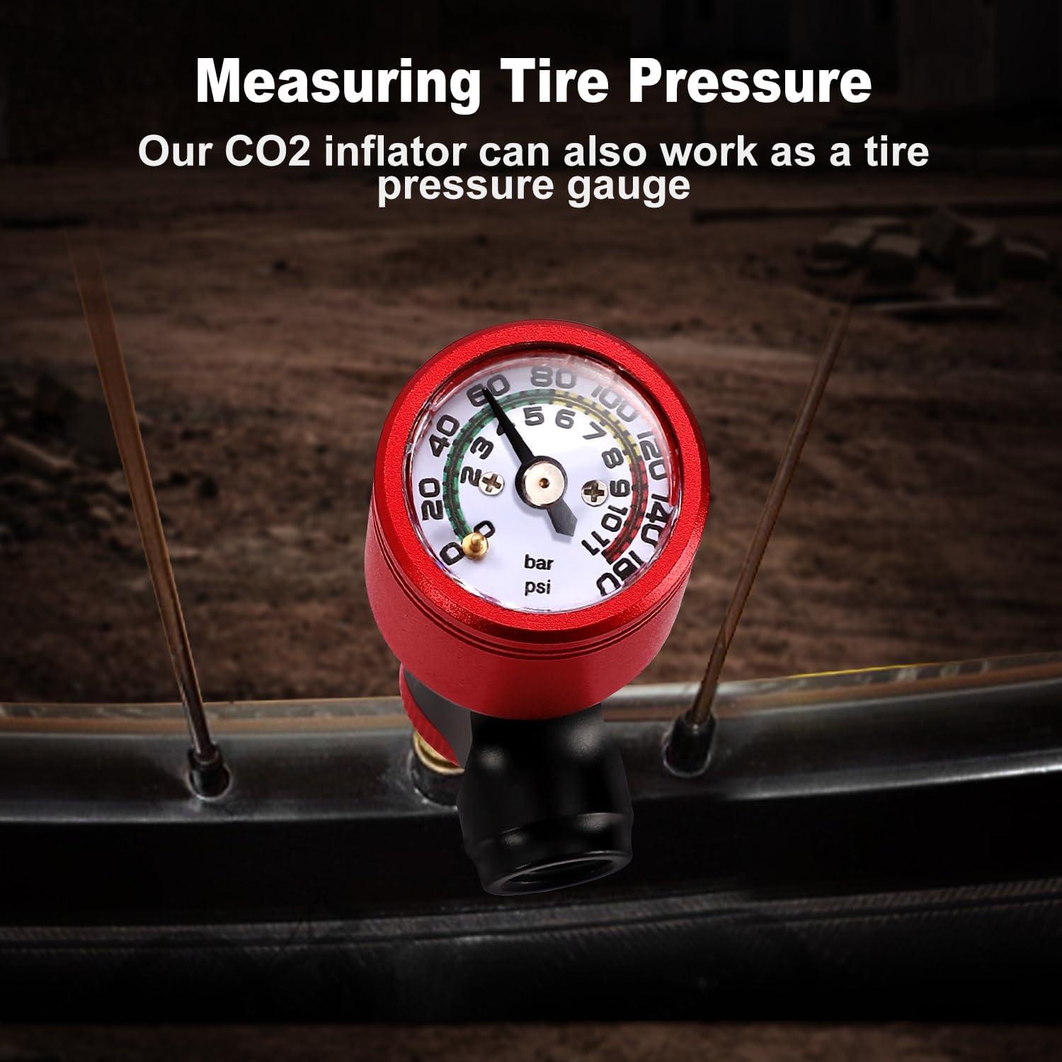 CO2 Bike Tire Inflator - Push-Button Presta & Schrader Compatible CO2 Bike Pump or 12X 16g Threaded CO2 Cartridges for Road Bikes, MTB, Hybrid Bikes - Image 5