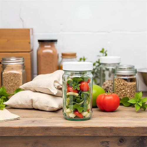 Miniatura 4 de Jarming Collections Mason Jars - Tarros de vidrio de 16 onzas con tapas de plástico para tarros Mason (sin BPA), tarros de boca regular, juego de