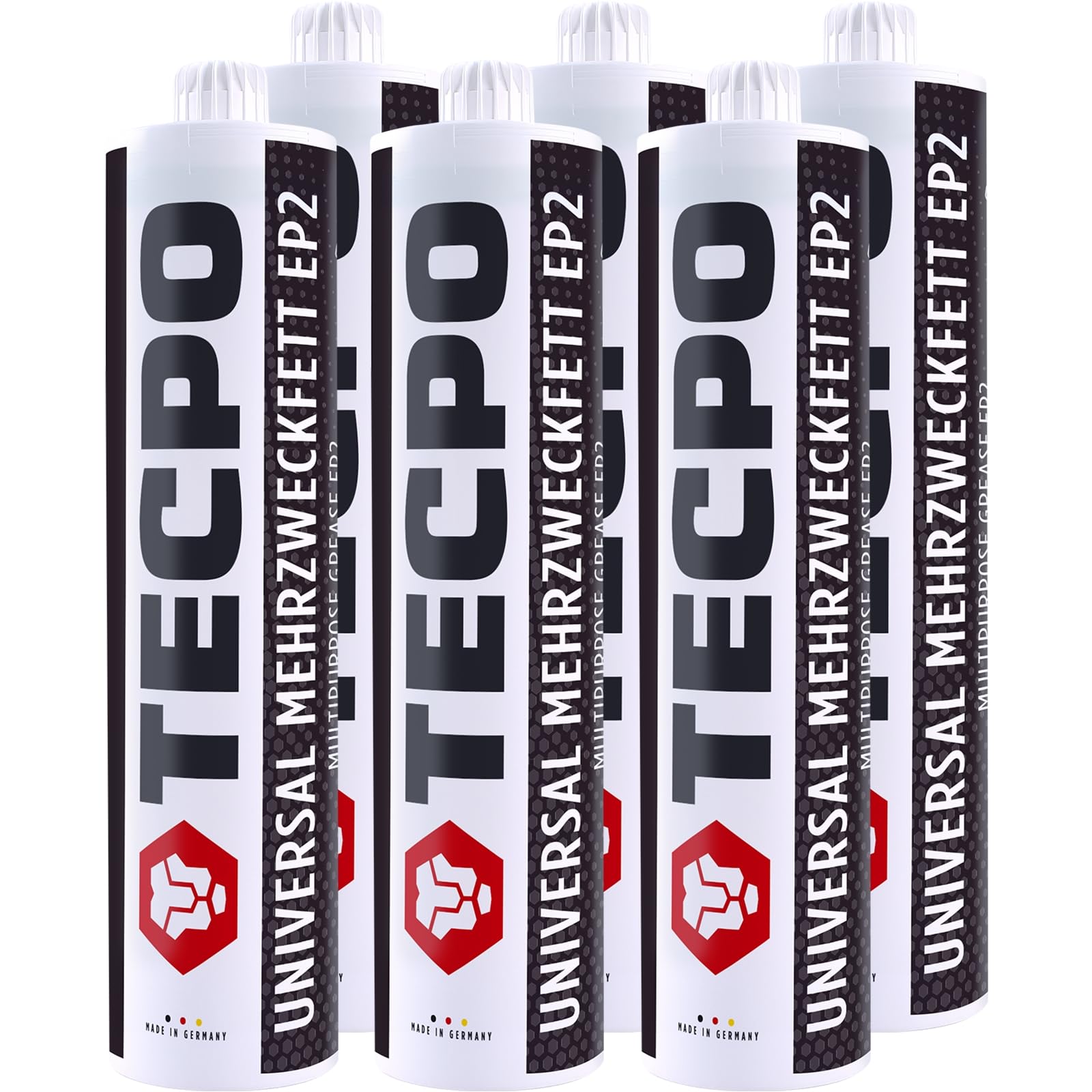 TECPO 6x Universal Mehrzweckfett 500g EP2 Lithium Fett Schmierfett Lithiumfett universell einsetzbares Langzeitfett temperaturbeständiges Gleit- Wälzlager Fett wasserbeständig