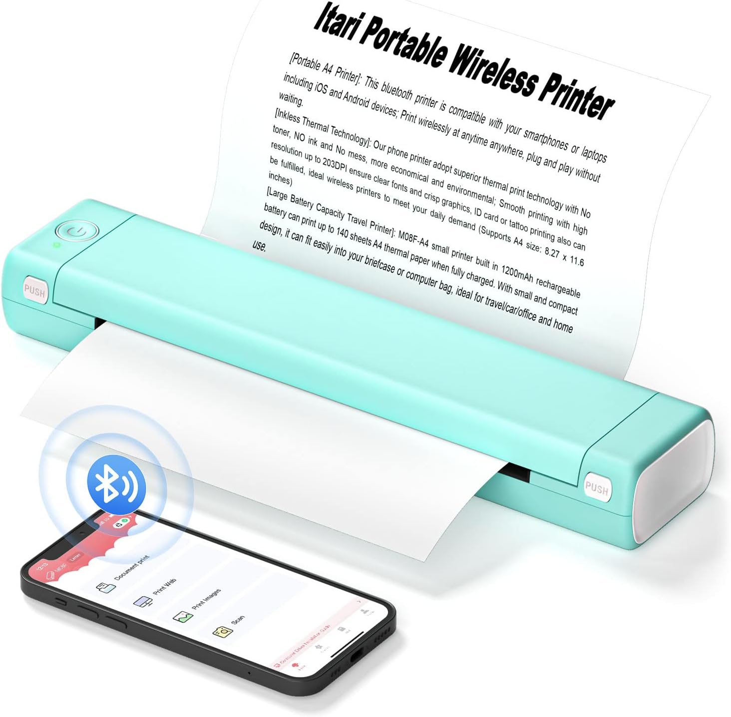 Itari Portable Printer, Wireless Printer Bluetooth Phone Printer for
