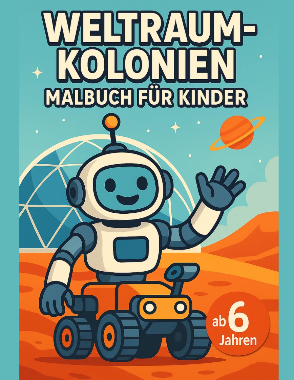 Weltraum-Kolonien Malbuch für Kinder: Mit Androiden, Erkundungsfahrzeugen und Zukunfts-Szenen – Ausmalspaß Kosmos für junge Schulkinder