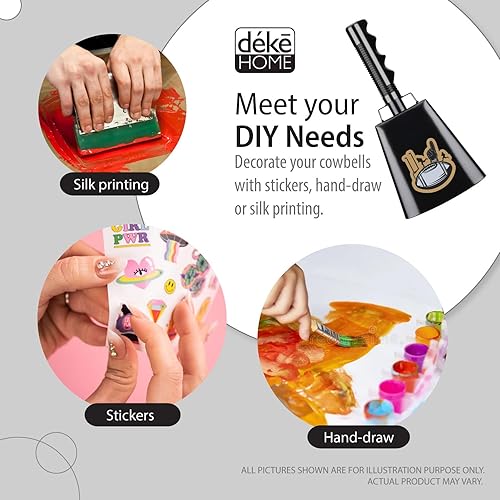 Miniatura 60 de Deke Home - Paquete de 2 cencerros de acero de 10 pulgadas con asa, fabricantes de ruido fuerte para fútbol, deportes, fiestas, competiciones, Azul