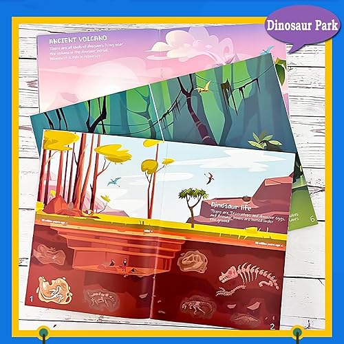 Miniatura 4 de Libro de calcomanías para niños, más de 230 calcomanías de dinosaurios y 8 escenas de parque de dinosaurios, libro de actividades de calcomanías de