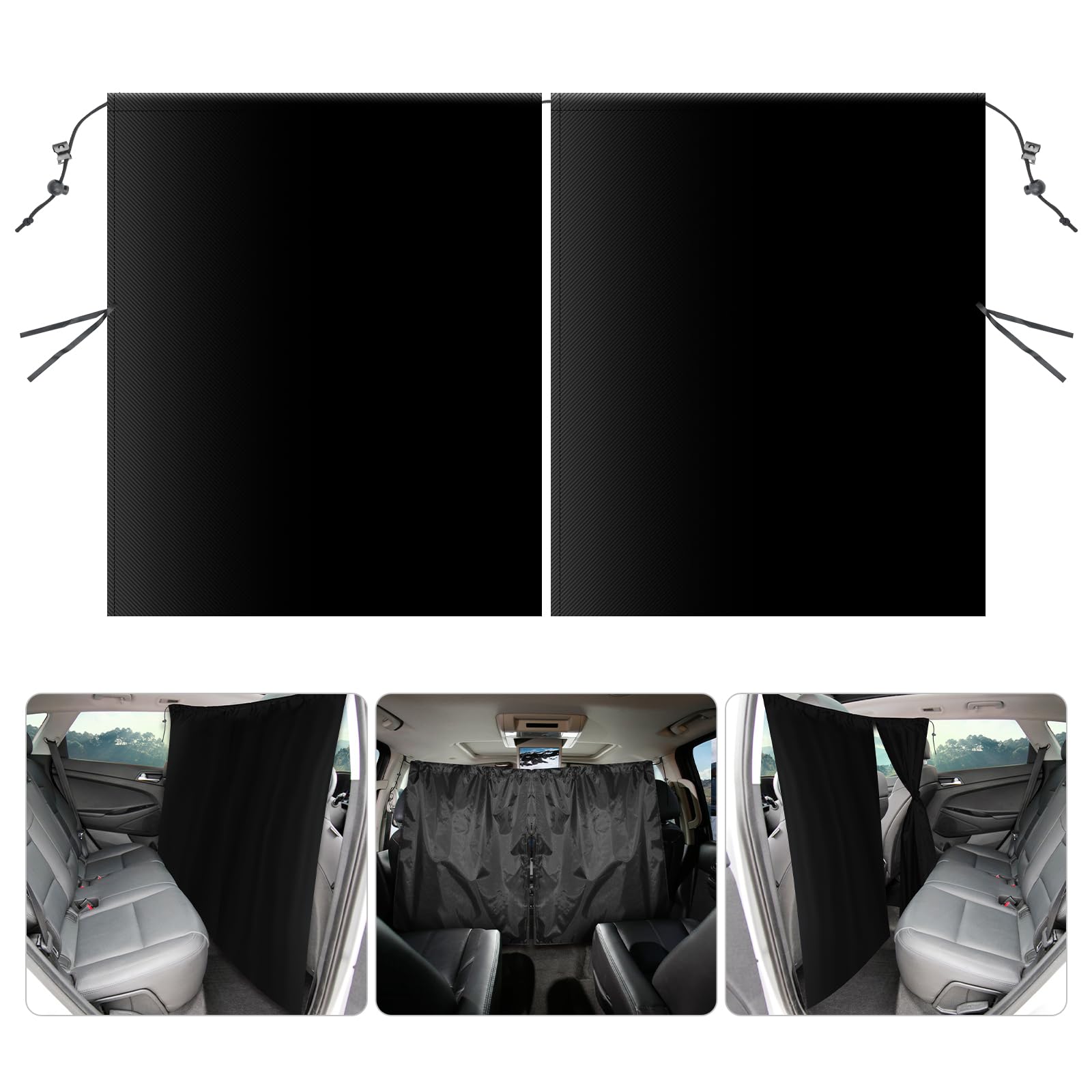 MaxEarn 2pcs Car Divider Privacy Curtains 27.6 x 31.5", Upgrade Magnetic Blackout Car Seat Partition Curtain, Double Pongee Privacy Protection Sun Shade for Auto Front Rear Seat Camping Van Motorhome