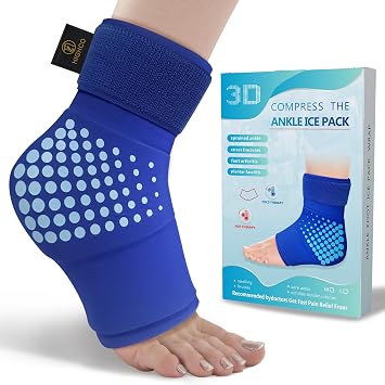 highco Ankle Ice Pack Wrap, Reusable Gel Hot and Cold Compression Therapy for Foot and Heel Pain Relief, Ankle Brace for Achilles Tendonitis, Plantar Fasciitis and Sprains M