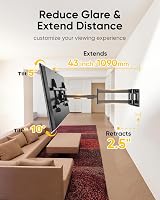 FORGING MOUNT Dönthető-Forgatható TV Fali Tartó 42-86" Képernyőkhöz, 109 cm Extra Hosszú Karral, 50 kg Teherbírással, Lapos/Ívelt TV-hez, VE 3