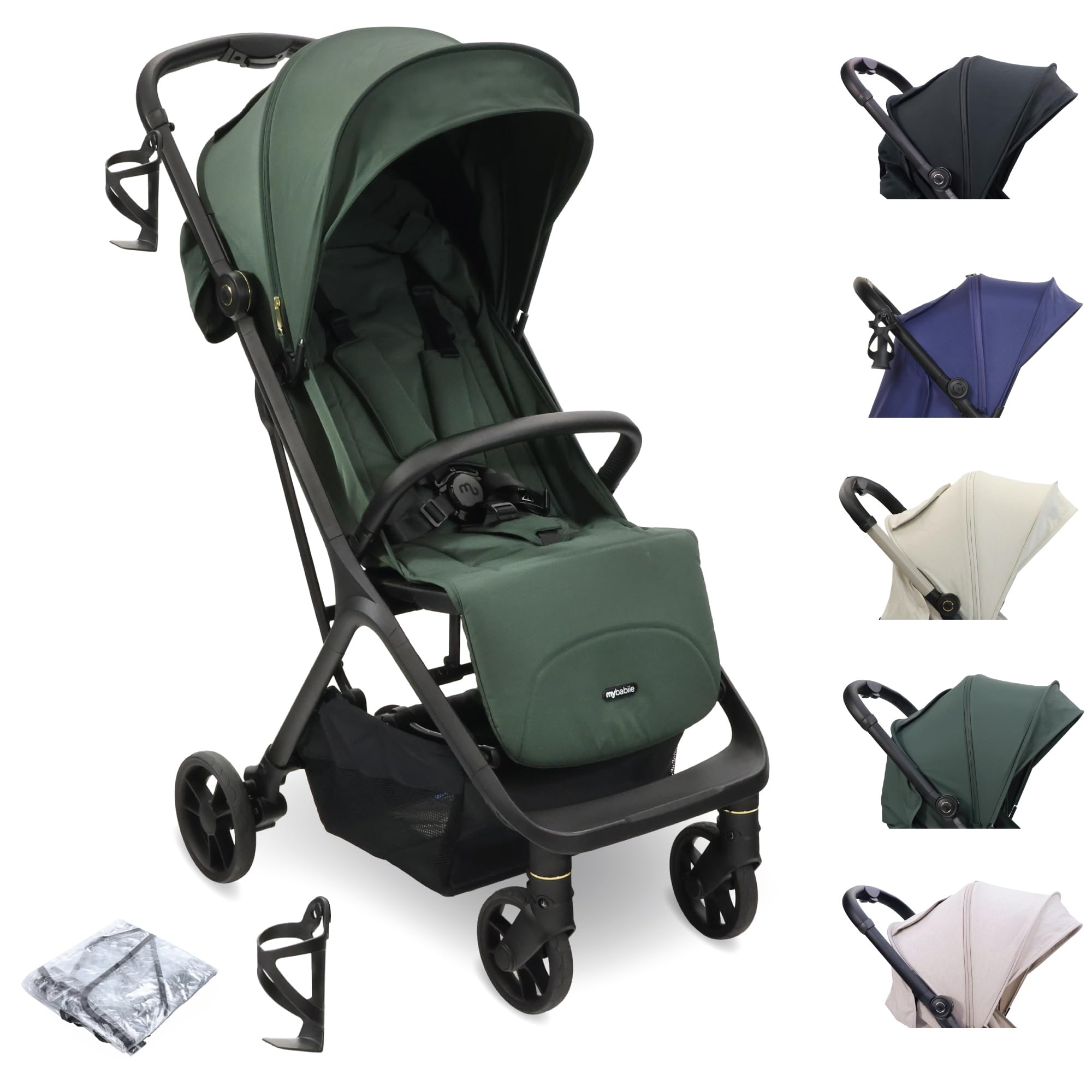 – My Babiie MBX7 Autofold Stroller – from Birth to 4 Years (22kg), Foldable & Compact, Lightweight, Travel Buggy for Toddlers, Pushchair Includes Rain Cover - Forest Green