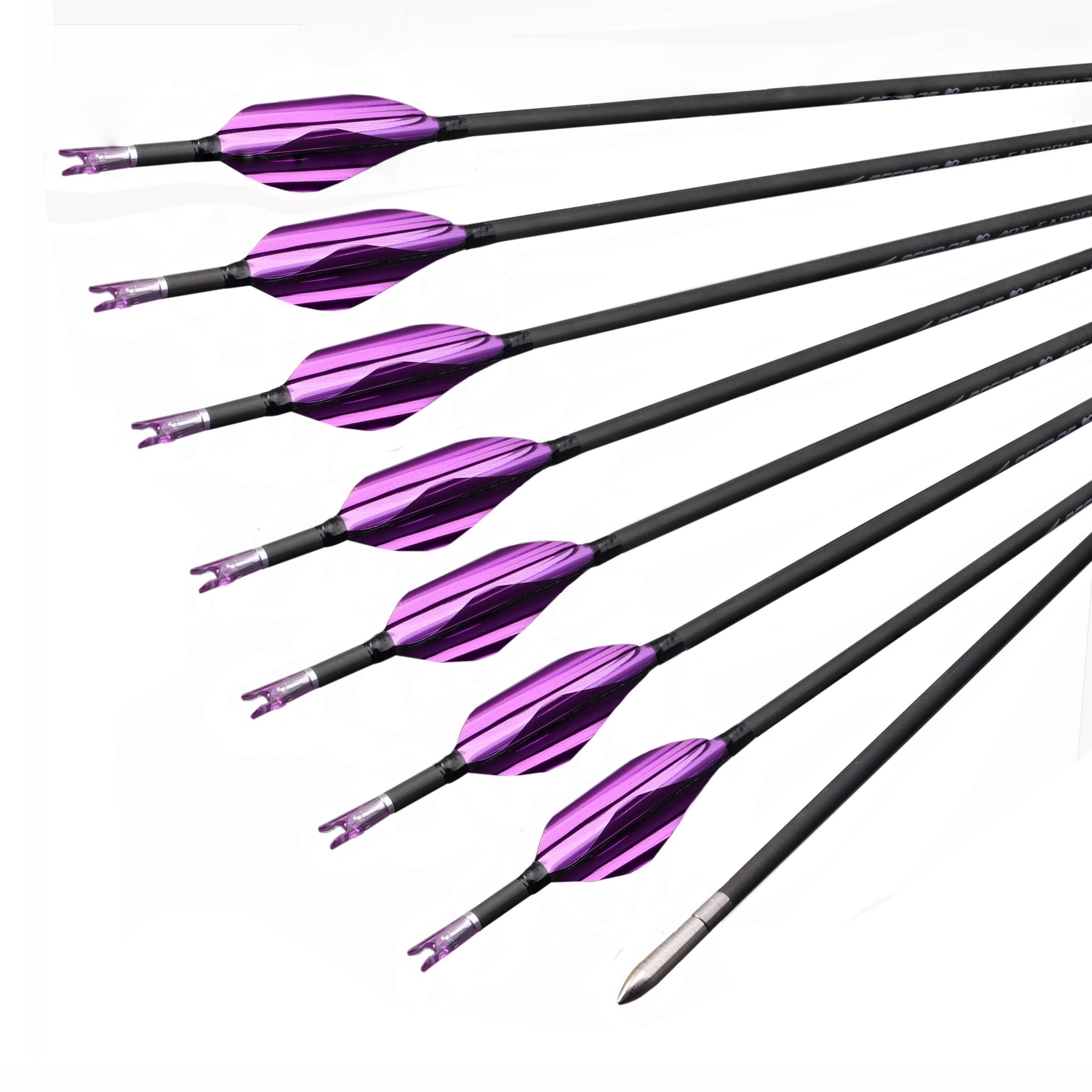 12 Pezzi Frecce con Piume a Spirale, Lunghezza Dell'asta 31 Pollici, ID 3,2 mm, Spine 650 (Purple)