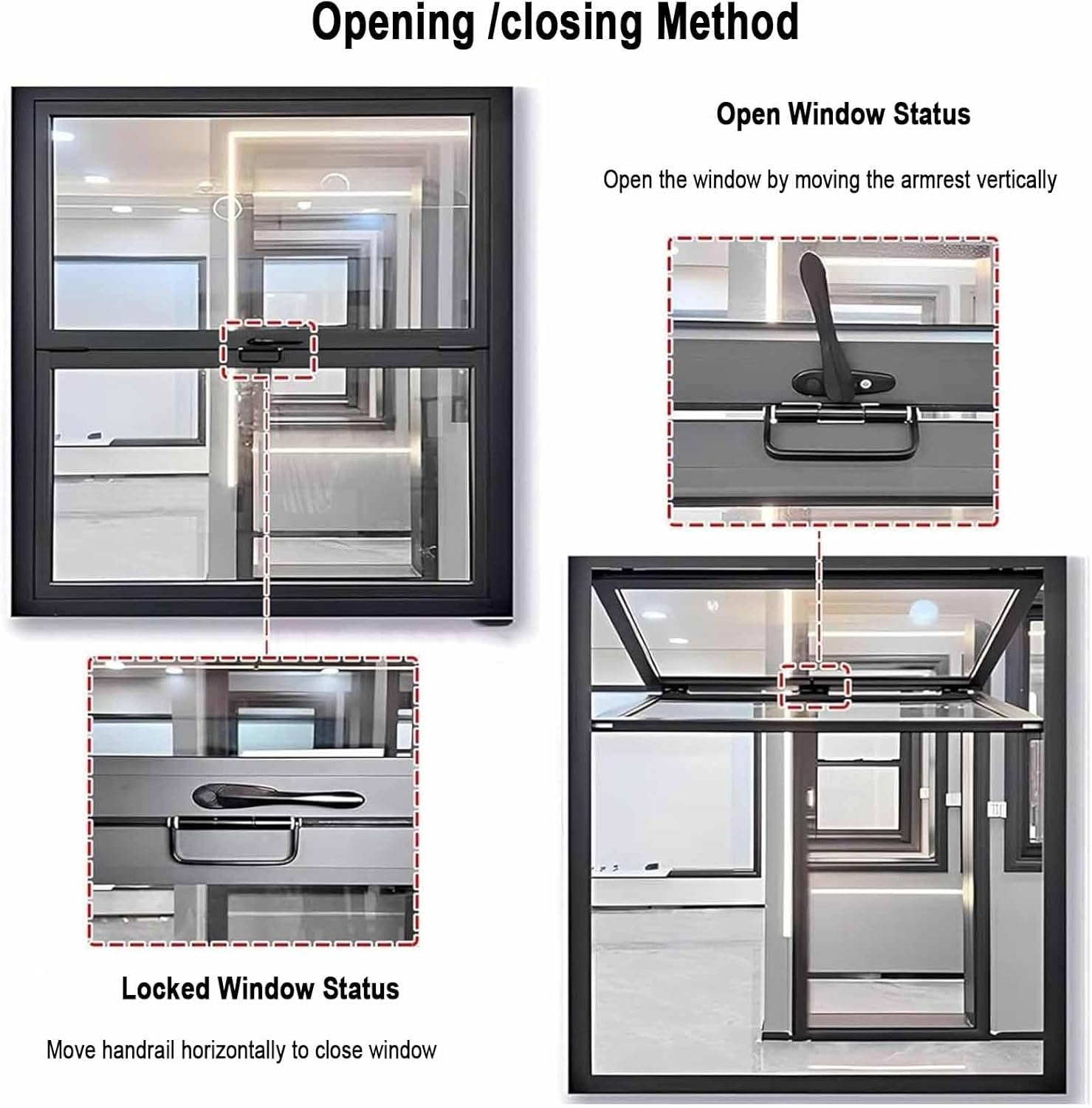 Aluminum Frame Serving Window,Folding Sliding Windows Double Hung Window,Tempered Glass Concession Window,Customizable Aluminum Mobile Home Windows,with 5mm Tempered Glass,with Locking Handle(28x36in/