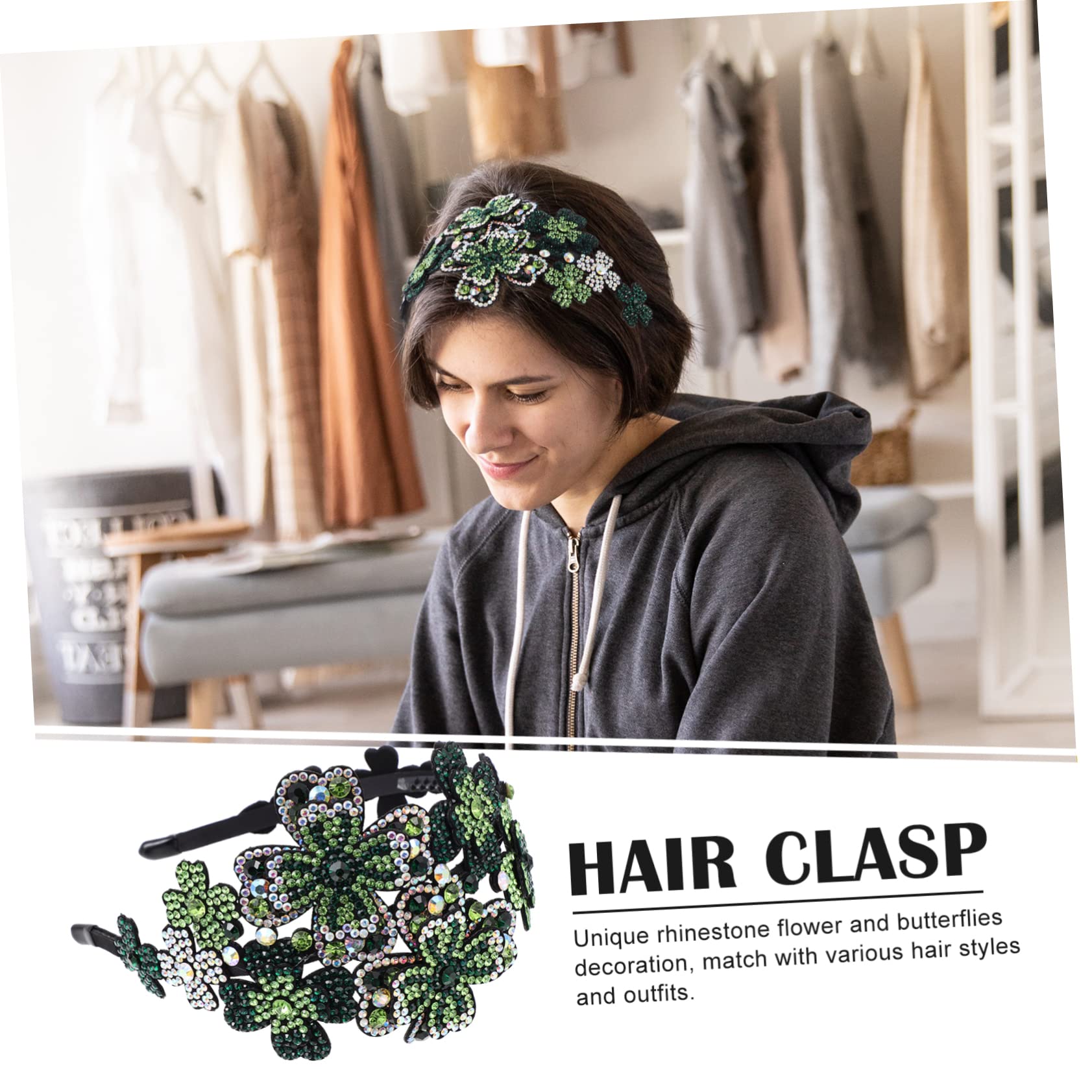 Diadema Ancha Flores y Gemas de Imitación para Mujeres