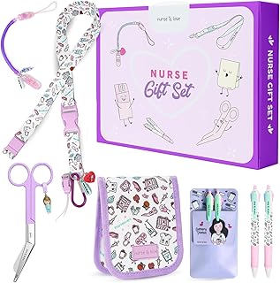 Nurse is Love Set 5 Pzas. Regalos Enfermera Original Y TCAE | Tijeras Enfermeria + Salva bolsillos Enfermeria + Bolígraf...