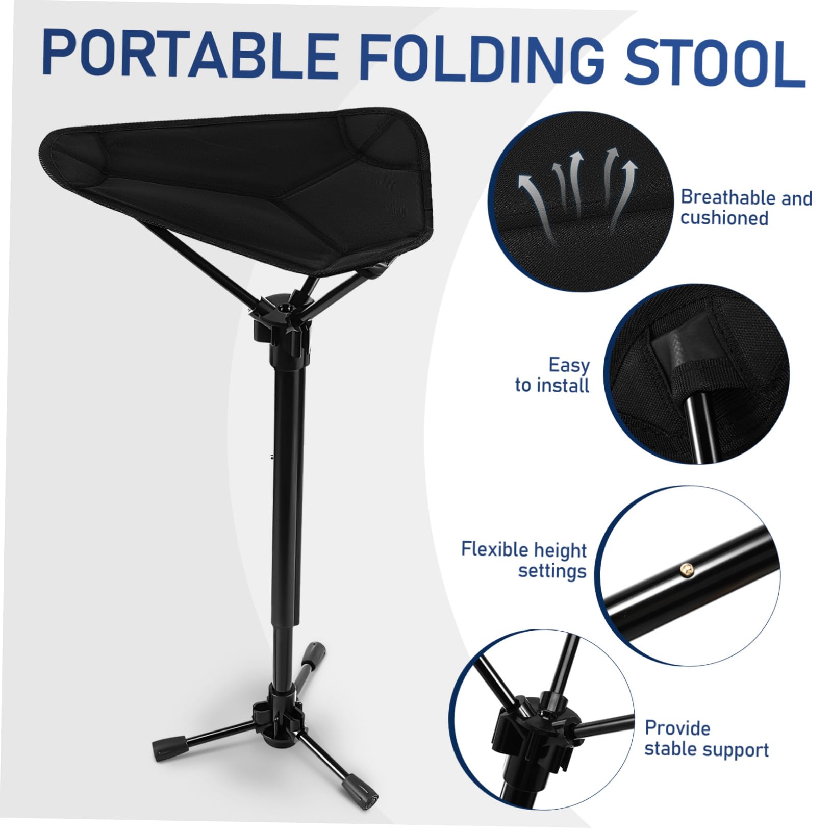 Totority Adjustable Height Tripod Stool Portable Folding Chair for Outdoor Activities Fishing Camping Queuing Stable Support and Versatile Use for All Your Adventures