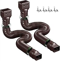 Vista 11 de Paquete de 2 extensiones flexibles de bajante de canalón, conector extensor de bajante de drenaje 21"-68", tornillos incluidos, blanco