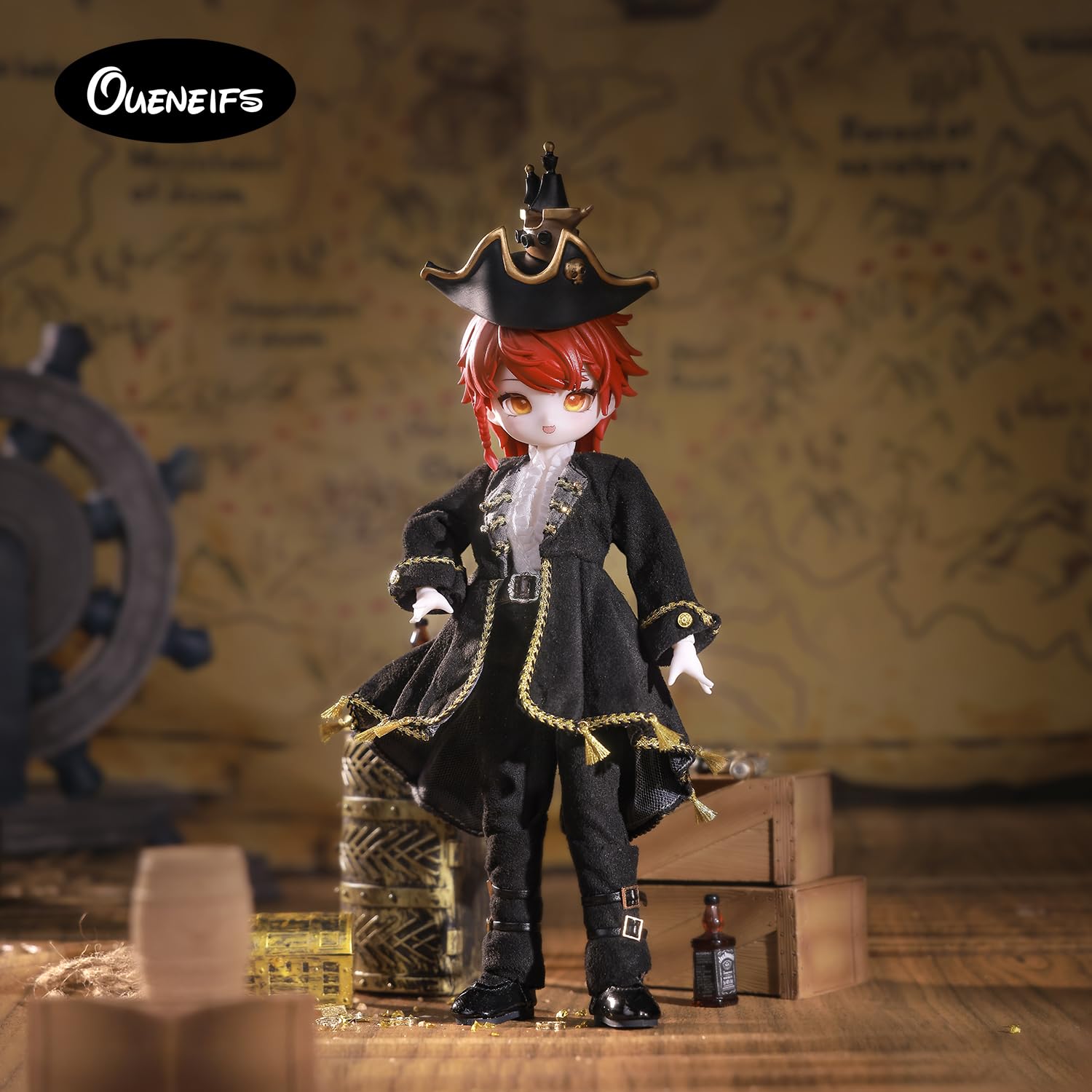 Oueneifs BJD Doll Mittelalterliche Piraten Serie 1/8 Blind Box Captain Sea Warrior 3-teilige modische Sammelfigur (zufällig gesendet, keine Wiederholung)