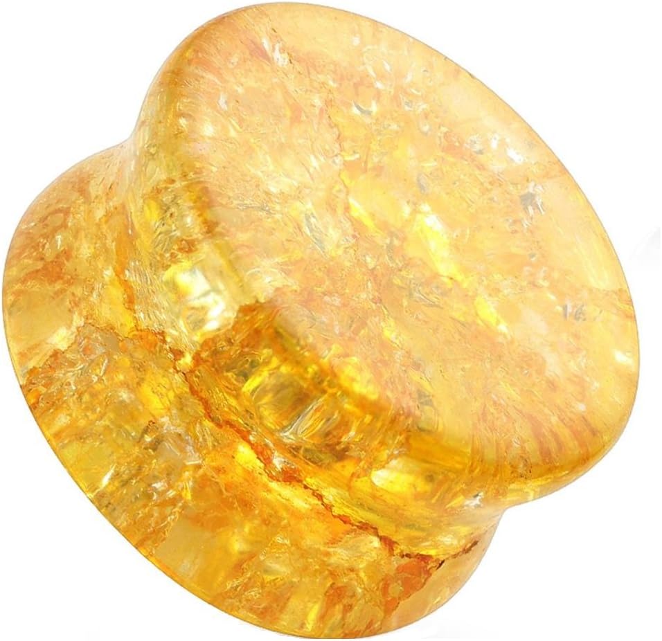 Beyoutifulthings Ohr-Tunnel Glas - 6-16mm, Sattelverschluss, Zerbochenes Glas