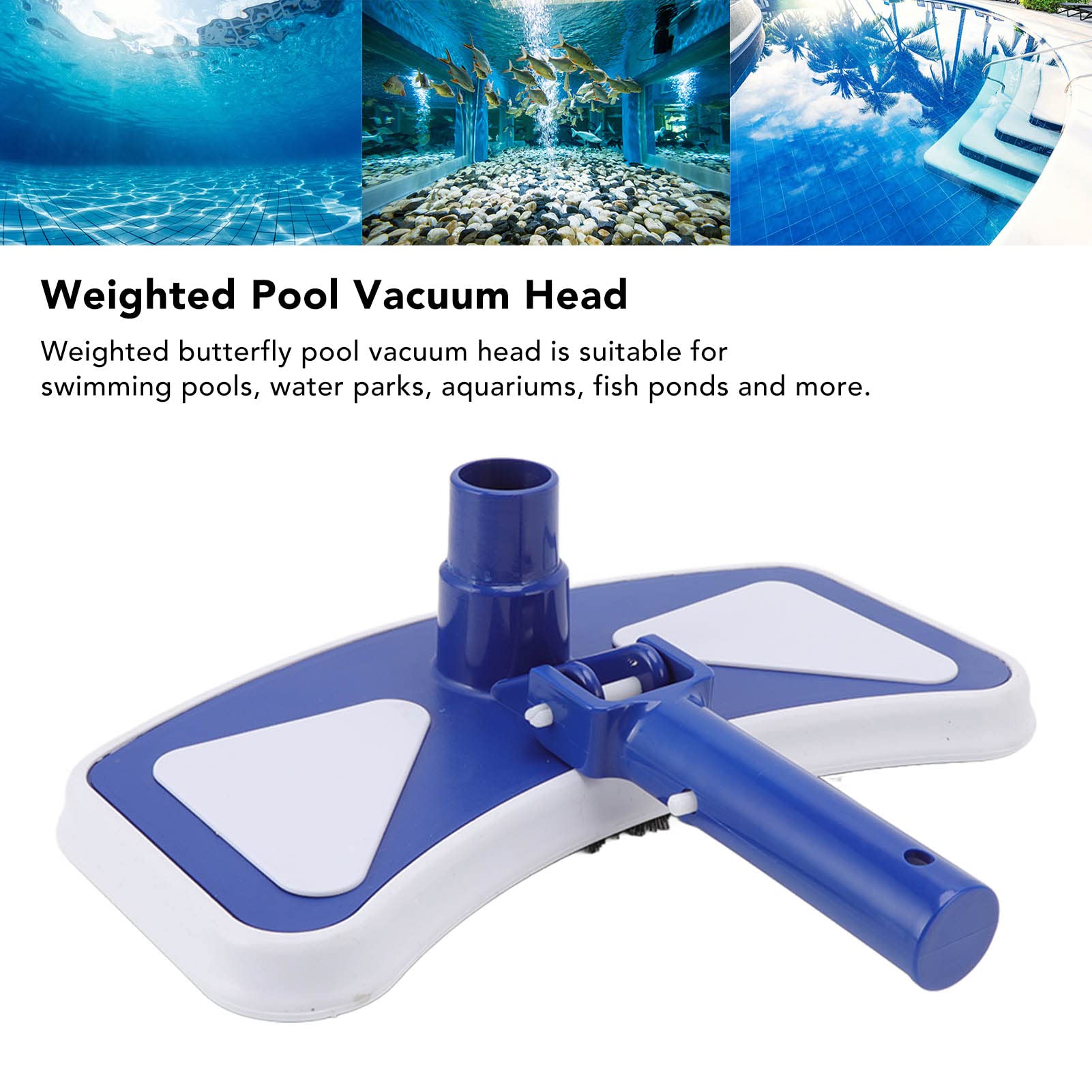 XHTLLO Pool Vacuum Head, Weighted Pool Vacuum Head with Wheels and Side Brush for Debris Removal in Swimming Pools, Water Parks, Aquariums, Fish Pond