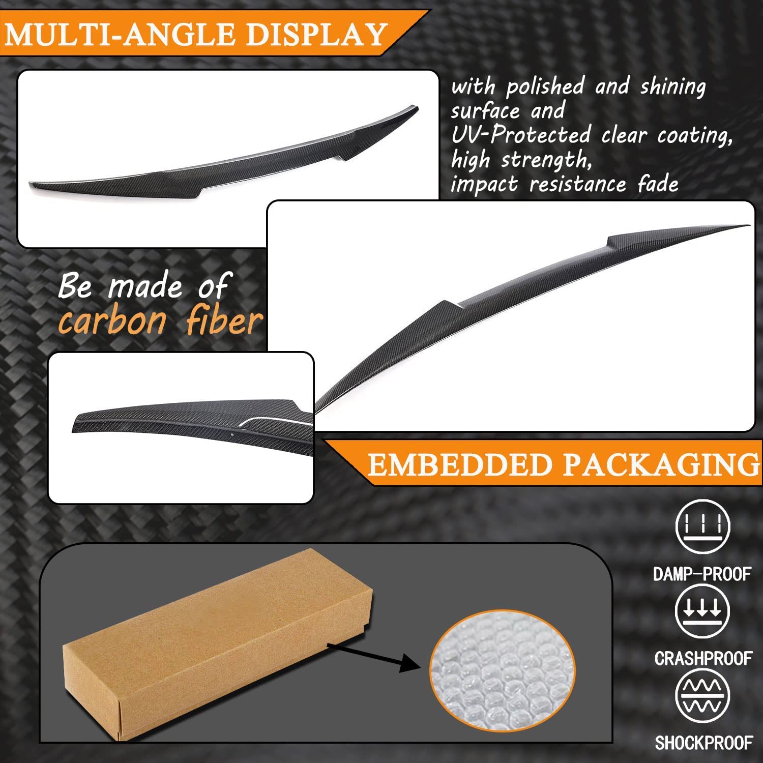 Spoiler Posteriore in Carbonio Adatto per BMW Serie 3 E46 Coupé 2 Porte 1999-2006 Becquet di Labbro di Bagagliaio Alettone dell'Ala Posteriore Spoiler di Coperchio