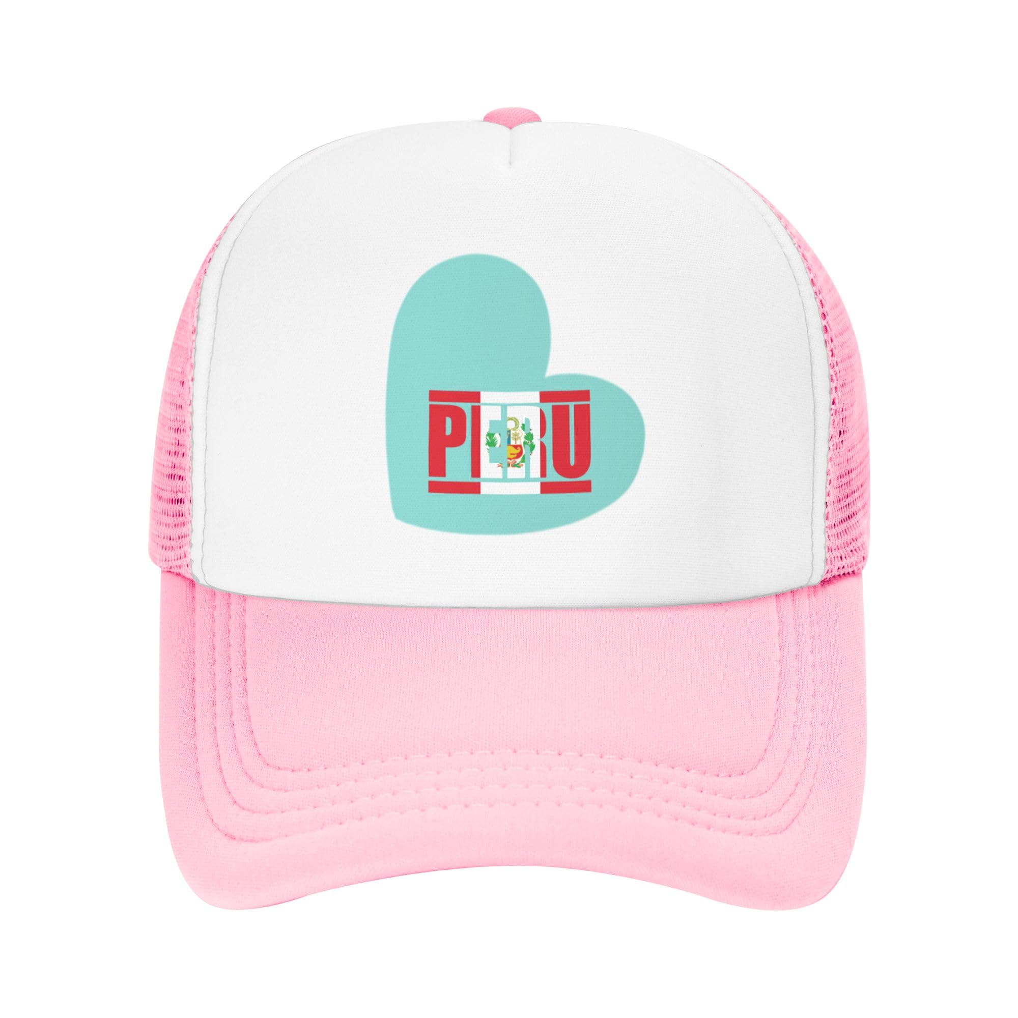Flag of Peru Lightweight Mesh Baseball Hat Fishing Sun Cap Outdoor Casual Cap Pink