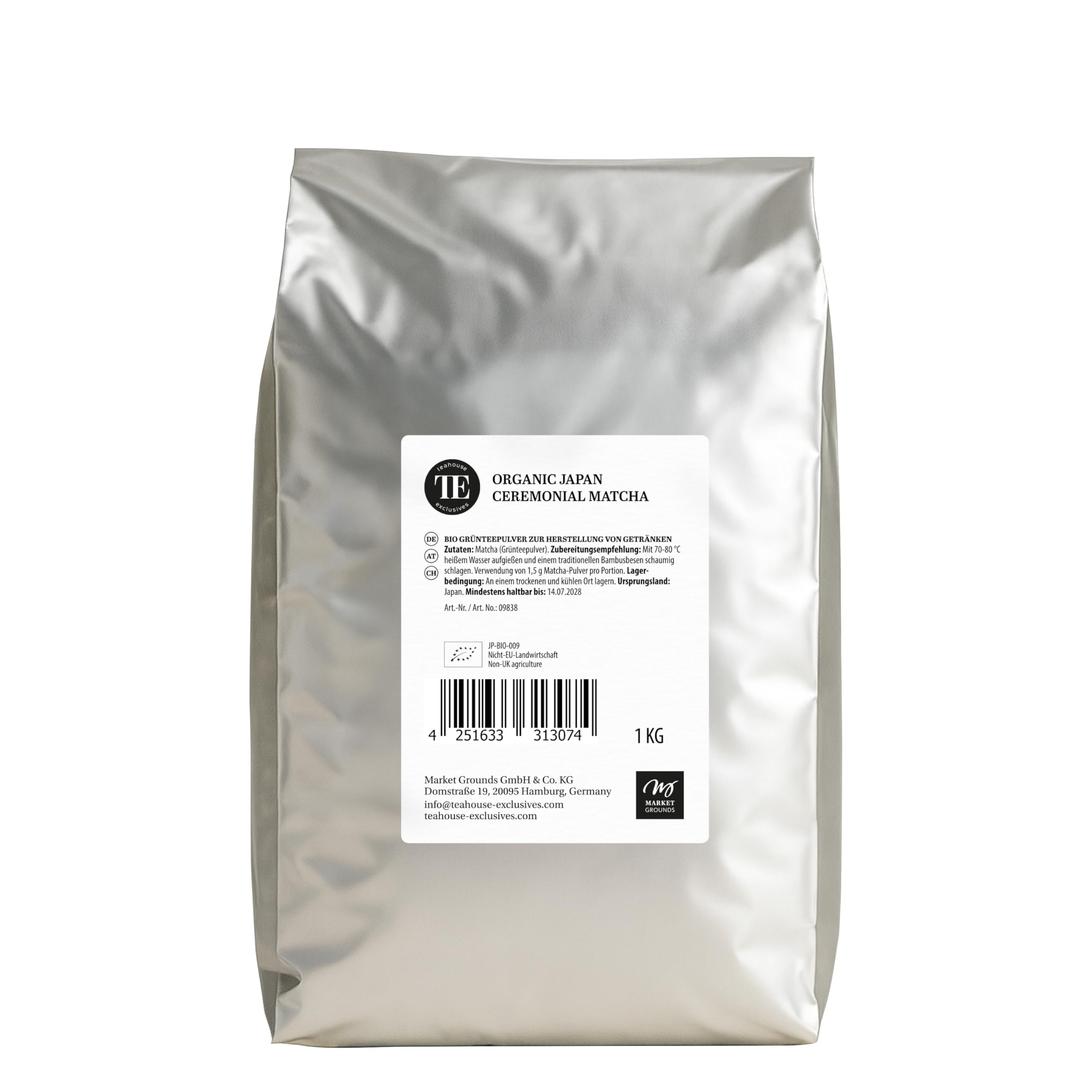 Teahouse Exclusives zeremonieller Matcha aus Japan, BIO 1 kg - Ideal für Matcha Latte, Desserts oder die gehobene Küche