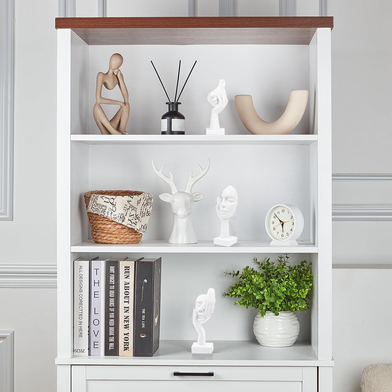 Pensatore Astratto Statua Scultura, Statuette Decorative Casa, Decorazione Moderna Scultura, Soprammobili Moderni Salotto, Statuette Decorative Casa - Bianco