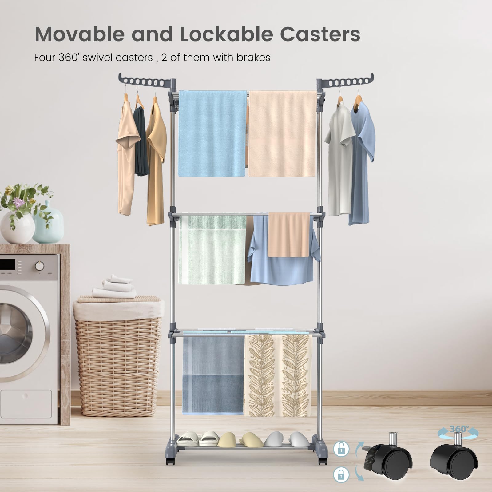 Bodo® Inklapbaar Droogrek met Zijvleugels - 24m Drooglengte - Wit – Bodo® DESIGN