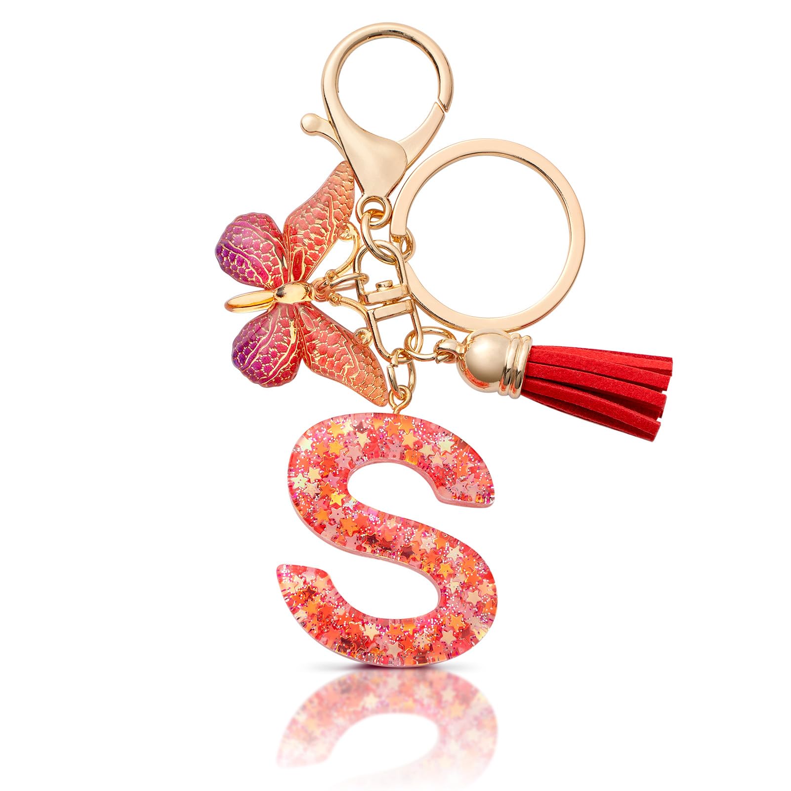 MORSUNBELA Schlüsselanhänger Buchstabe Mädchen Keychain mit Anfangsbuchstabe Schlüssel Anhänger mit Buchstaben für Frauen Damen