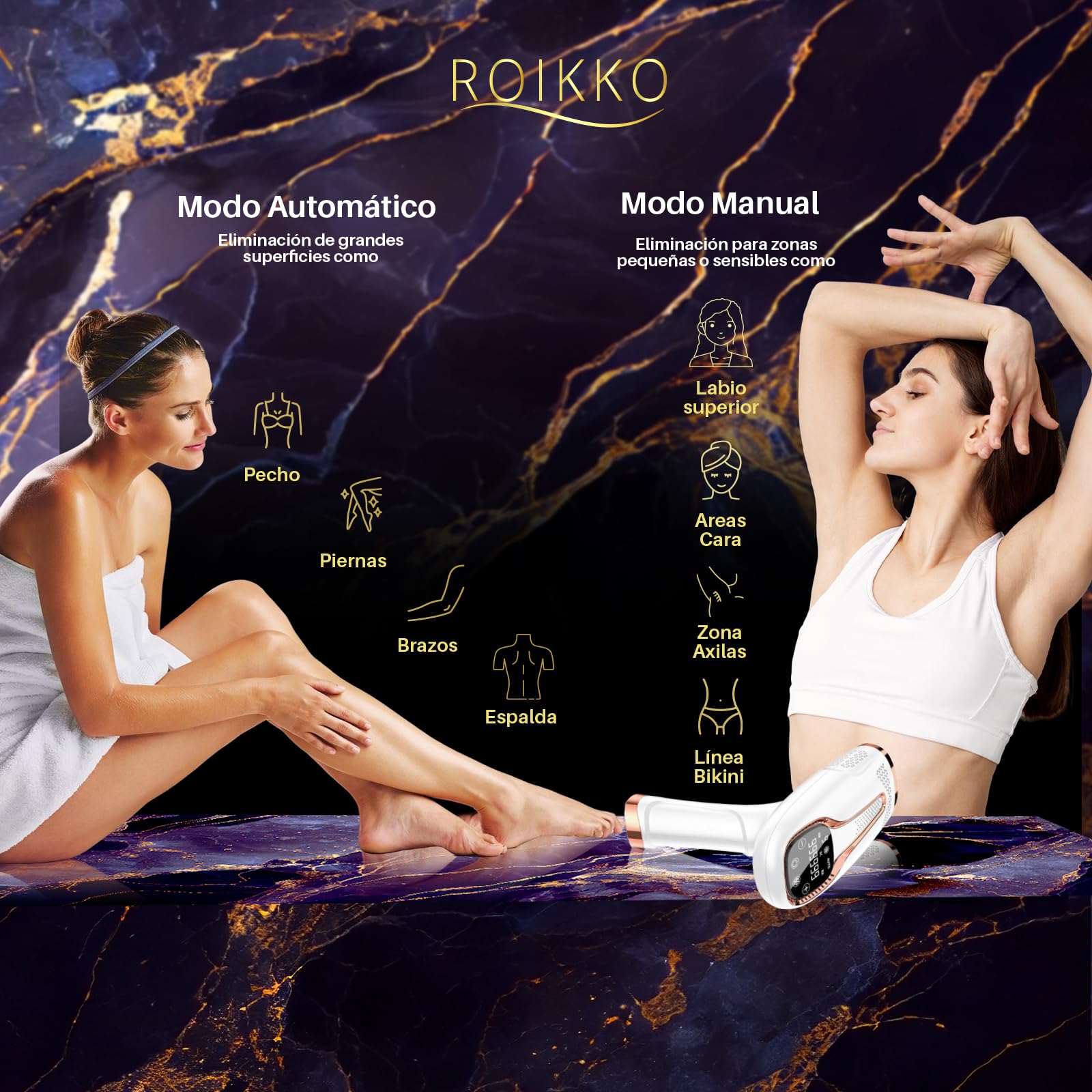 Depiladora Laser ROIKKO® PREMIUM Con Función De Refrigeración | Laser Depilacion 600NM-1200NM | Depiladora Luz Pulsada | Depiladora Laser Mujer | Maquina Laser Depilacion (Blanco 3)