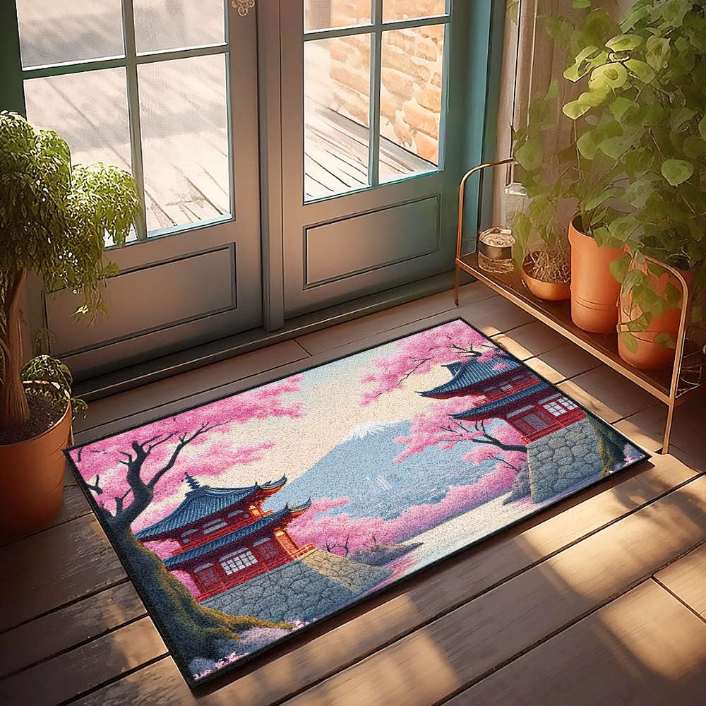 Tapis décoration de chambre de garçon et porche Mont Fuji haut de gamme