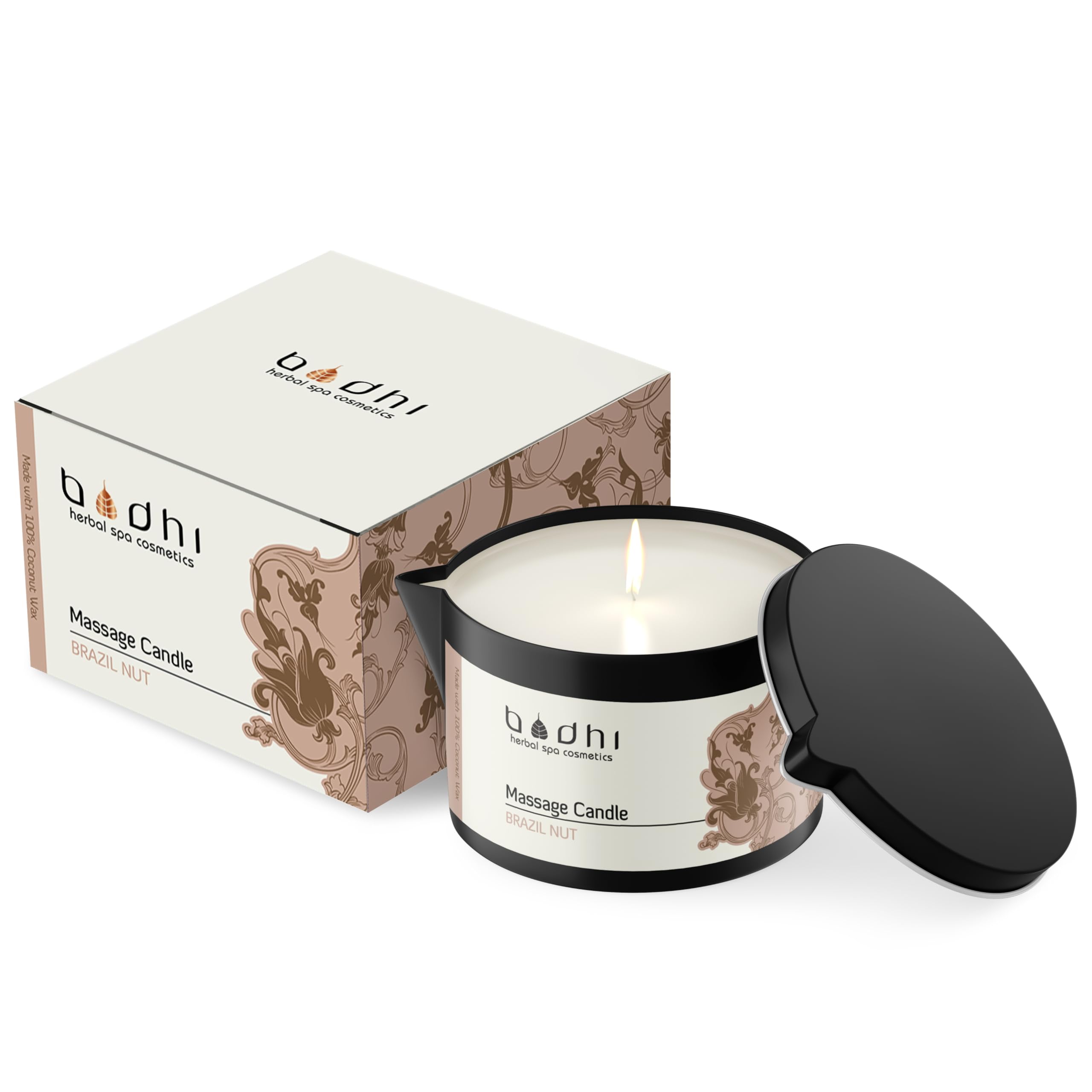 Bodhi Bougie de massage, 95 g, avec cire 100 noix de coco, pour des massages chauds et...