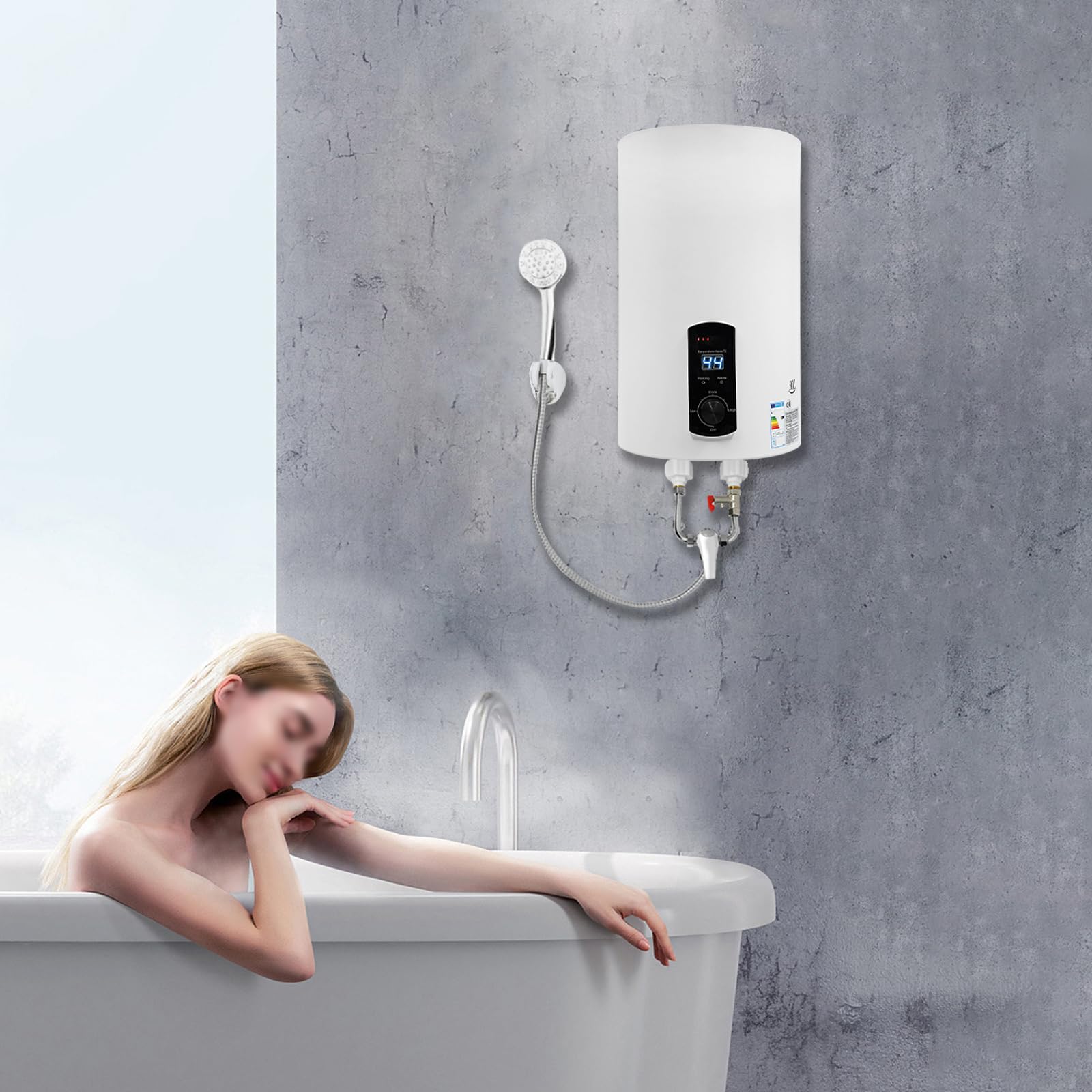 Chauffe-eau électrique 30 l acier inoxydable tube chauffant montage mural alimentation rapide eau chaude
