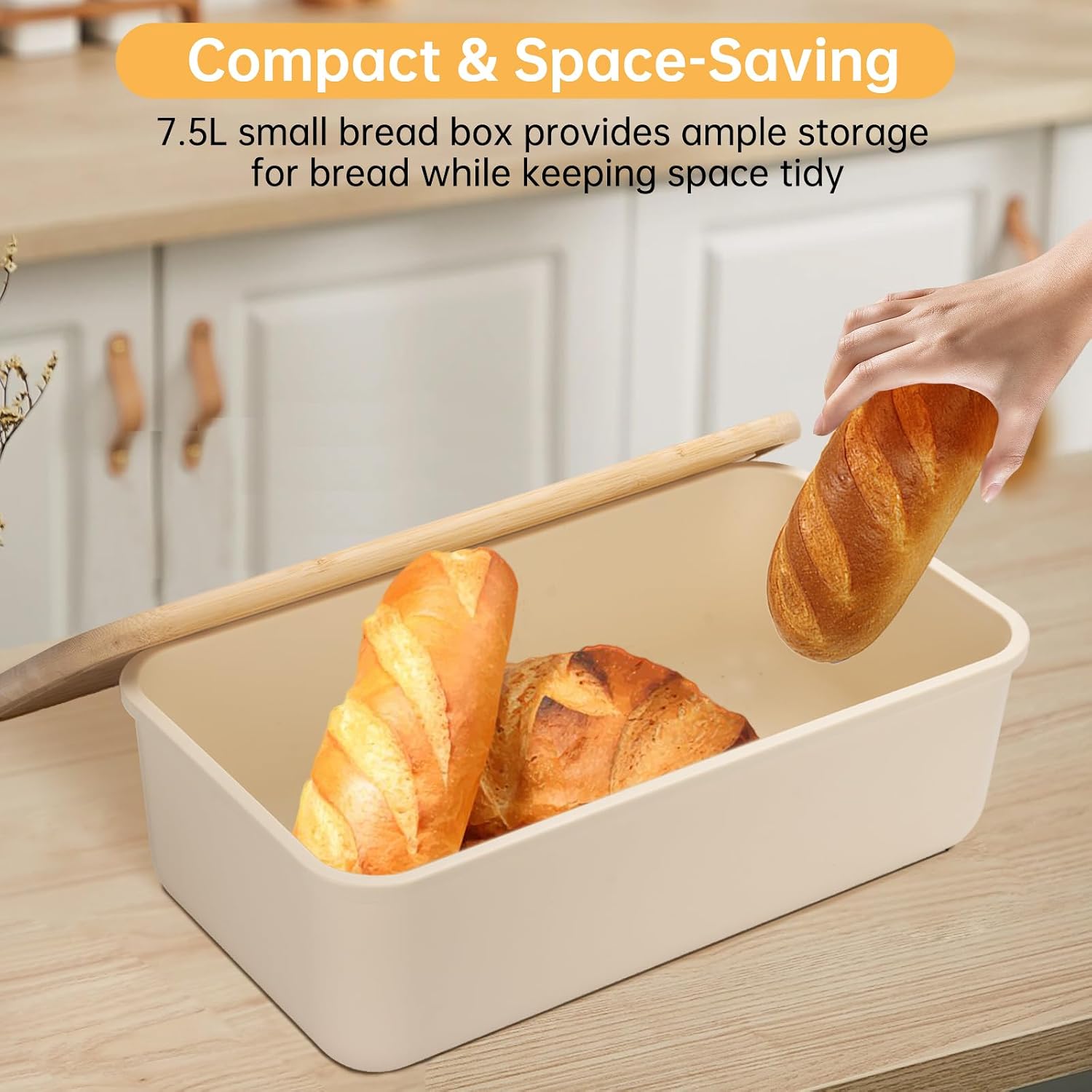 Ajrwiiy Sourdough Bread Box - Proofing Box for Sourdough Bread Baking, Breads Storage Container with Wooden Cutting Board Lid, 7.5L Breads Holder for Kitchen Counter Corner, Cabinet to Storage