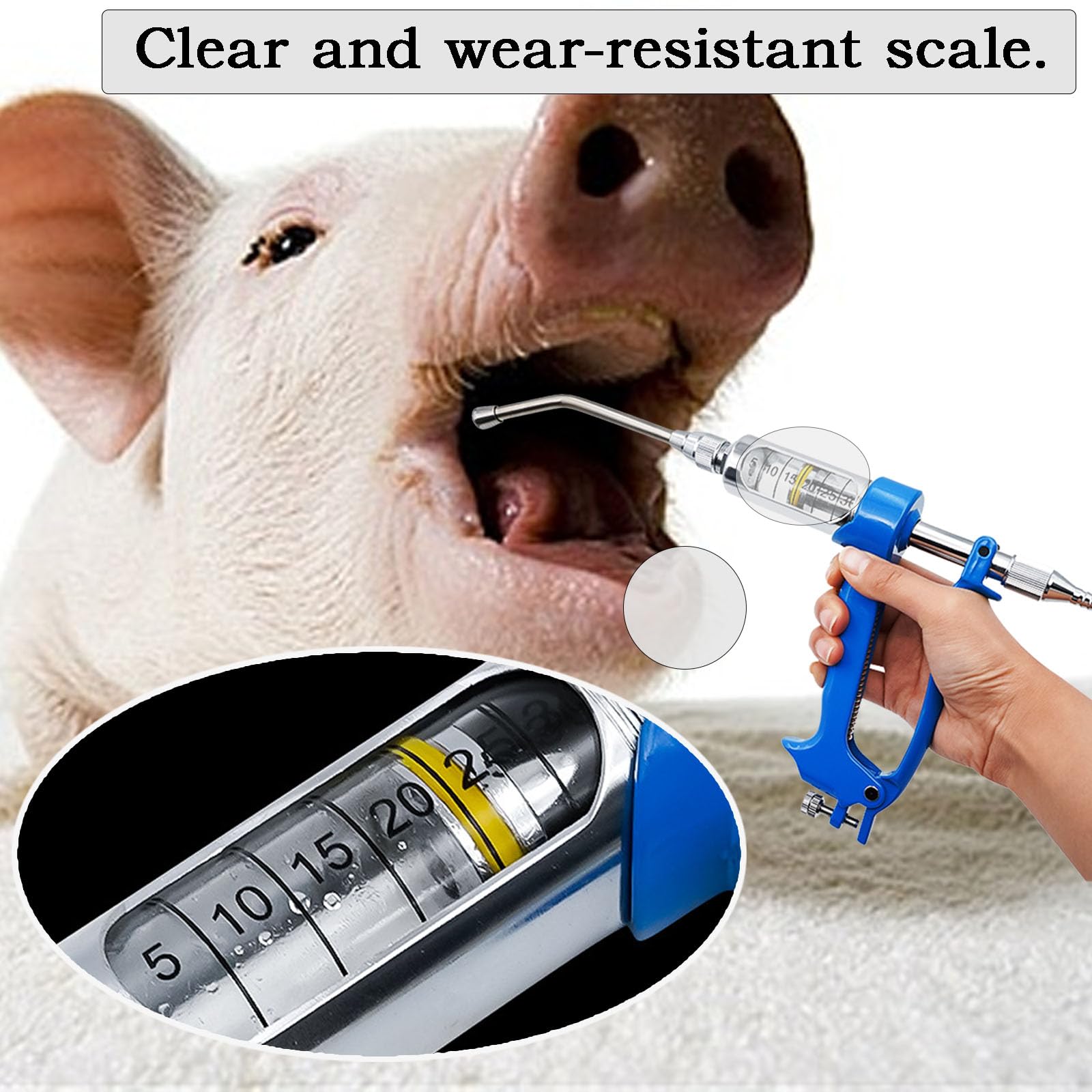 Veterinär-Metall-Fütterungspistole kontinuierliche Drench-Pistole einstellbares Dosiergerät für Gänse Schwein Bulle Schaf Geflügel