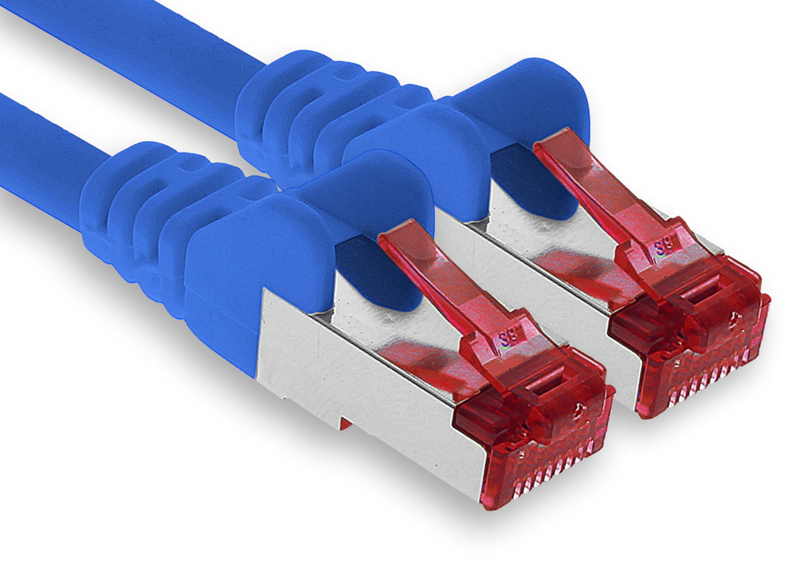 1aTTack.de - 1x 2m CAT6 Patchkabel S/FTP PIMF Schirmung CAT.6 RJ45 Netzwerkkabel Ethernetkabel DSL LAN Router Switch Modem Patchfeld - blau - 1 Stück