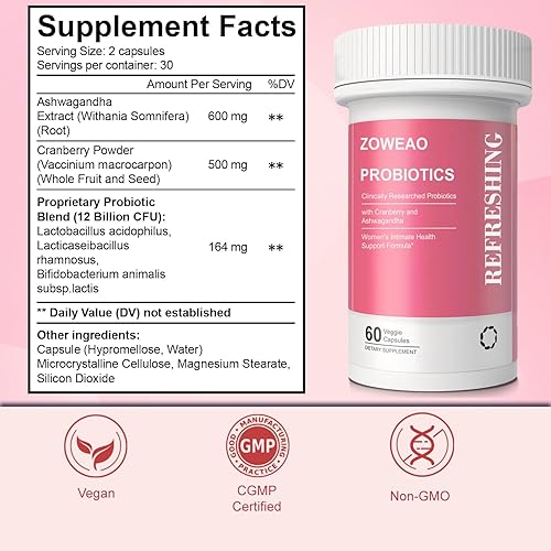 Miniatura 4 de ZOWEAO Probióticos vaginales para mujeres  Hidratante vaginal que apoya la salud vaginal, el equilibrio del pH, combate la picazón, el olor y la