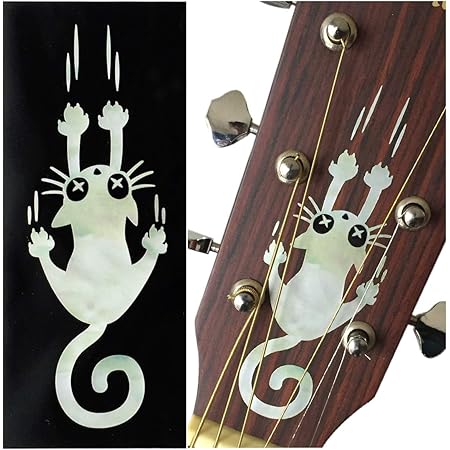 Amazon ジャカモウ Ripping Slipping Cat イタズラ 猫 ギター や ベース 楽器に貼る インレイステッカー Wt B 300rc Wt 楽器 音響機器 楽器 音響機器