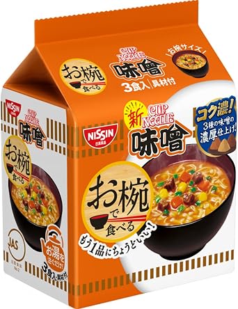 Nissin Cup Noodles Miso Flavor For Bowl 3.6 oz 102 g x 3 Pcs