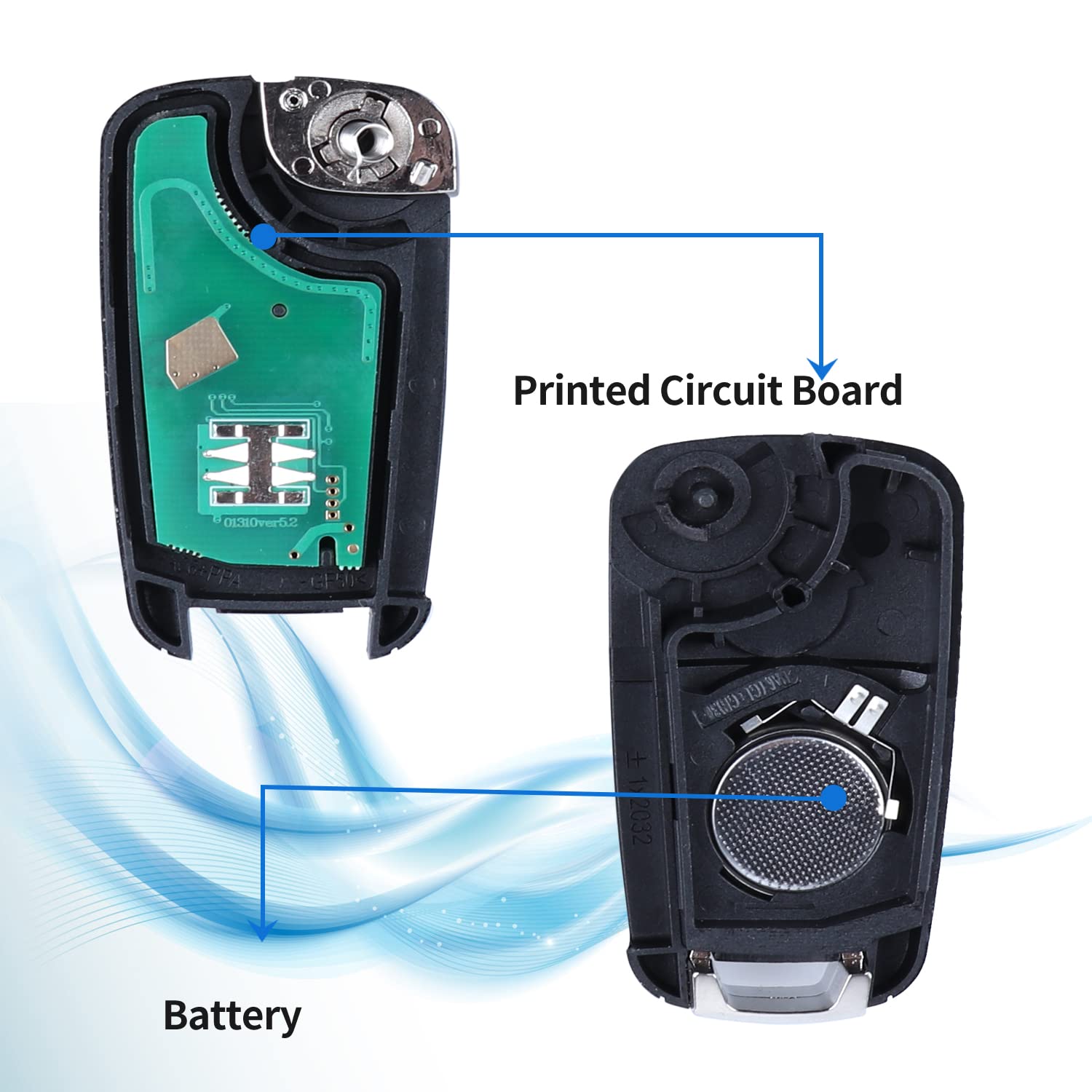 1 New Key Fob For 2010-2017 Chevrolet Equinox ,Aveo, Cruze, Remote Flip Key Fob