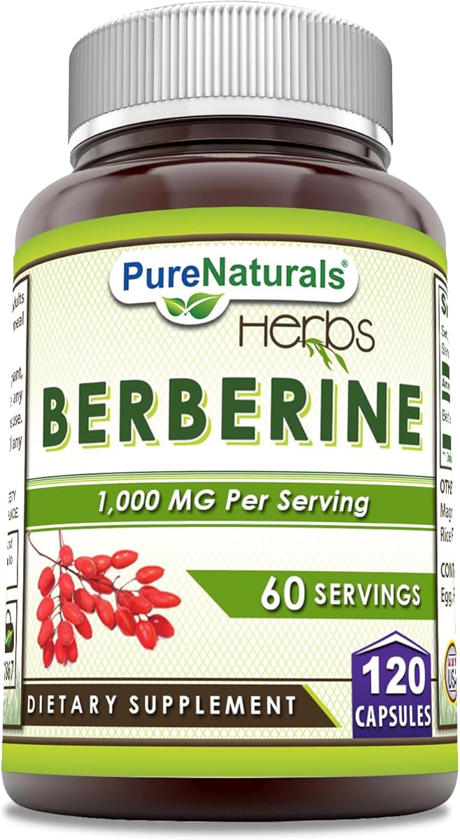 Pure Naturals Berberine 1000mg Per Serving 120 Capsules Supplement | Non GMO | Gluten Free | Made in USA