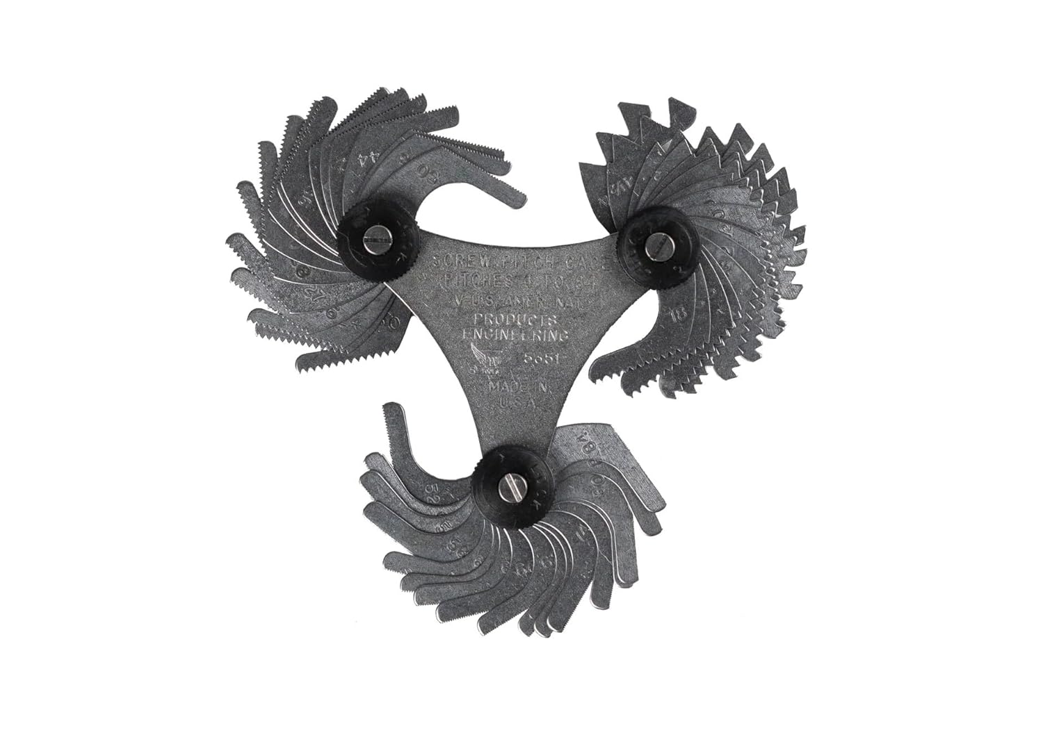 PEC Tools Screw Pitch Gauge, 4-84 TPI, Inch, 51 Leaves, Made in USA