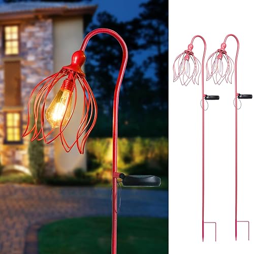 Bshine Solar Lights Outdoor Garden Decoration, Flower Metal Stake Waterproof