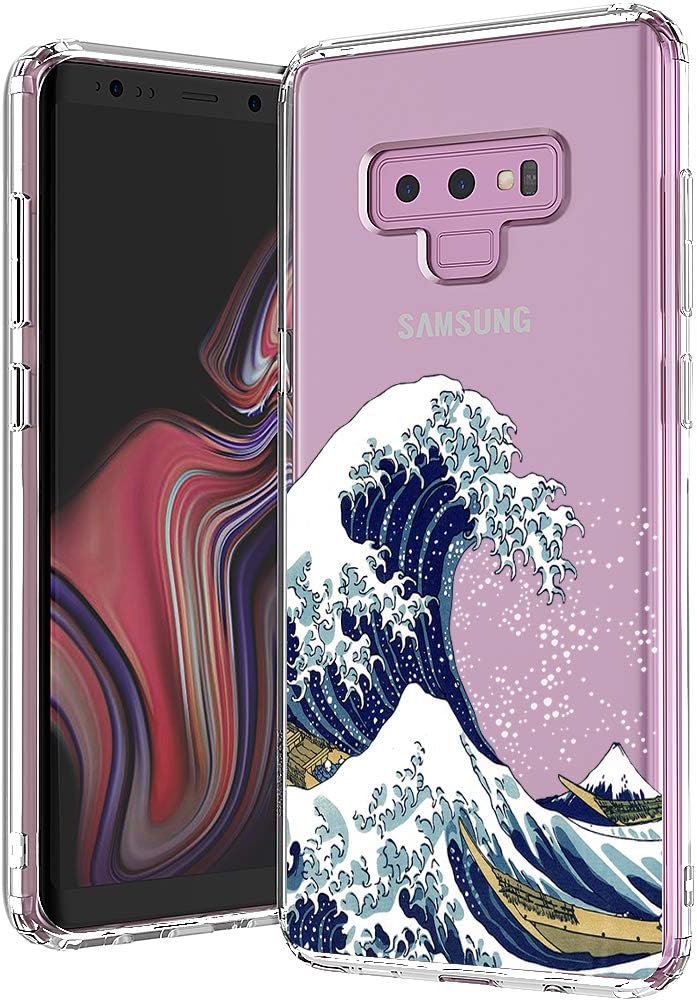 MOSNOVO Galaxy Note 9 Case, Tokyo Wave Printed Pattern Clear Design Transparent Plastic Hard Back Case with TPU Bumper Protective Case Cover for Samsung Galaxy Note 9