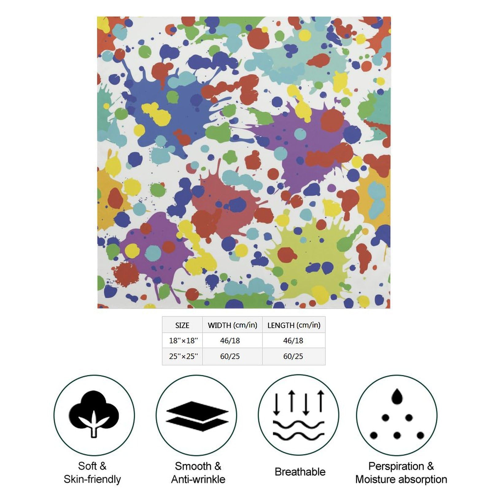 Csemeie Colorful Painting Bandana Hair Scarf Headband Adjustable Neckerchief for Men Women Decor