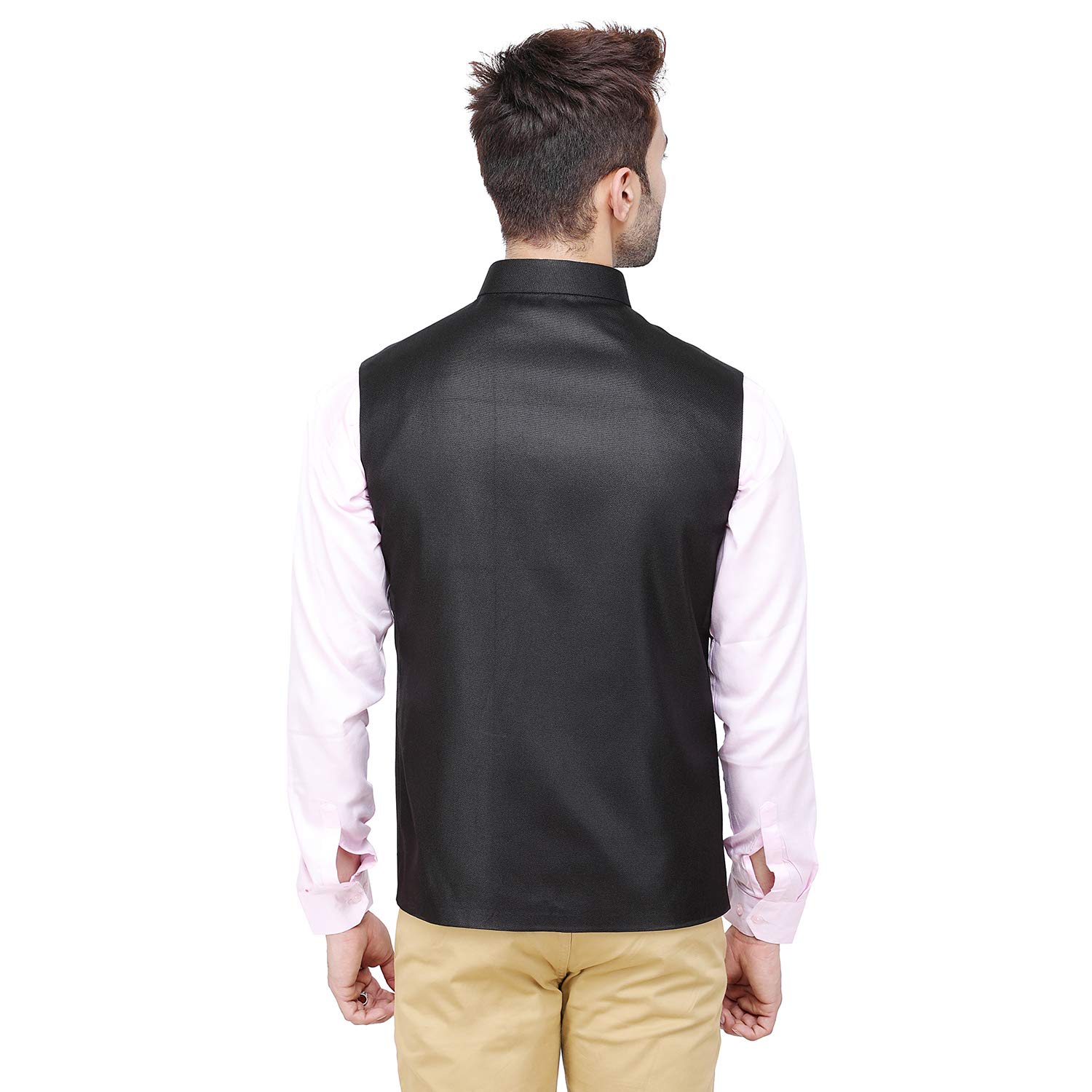 Badoliya & Sons Men's Designer Jute Nehru Jacket/Waist Coat (Black, 42) - Image 4 thumbnail