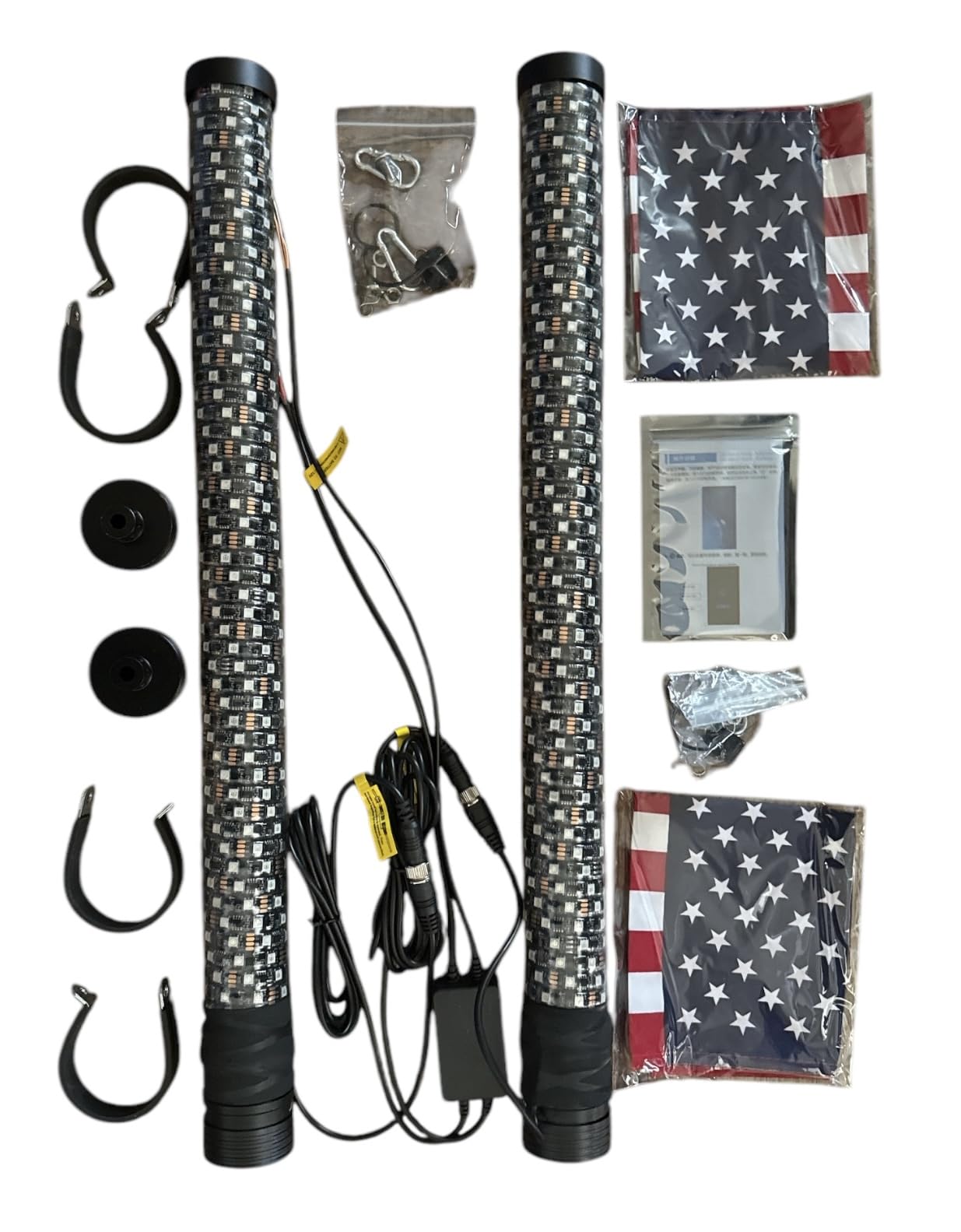 2PCS 2FT 2In Wide Chasing LED Fat Whip Light High Density & Remote APP Control Whip Lights Antenna Flag Polaris Kawasaki KRX RZR CanAm UTV ATV Off Raod Glamis