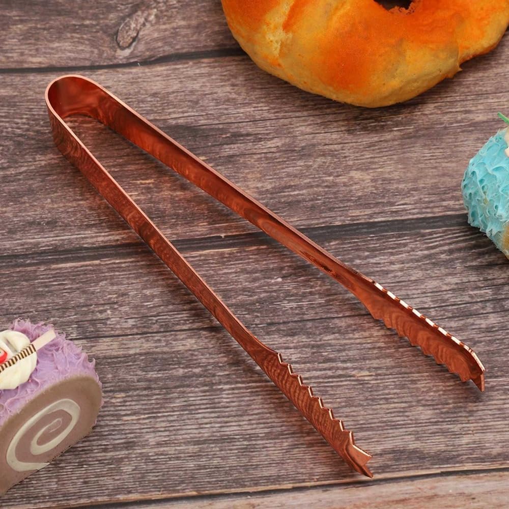 Limen Ice Tongs with Serrated Tip,Stainless Steel Food Tongs Clip for Ice Bucket,Home Party,Bar,Kitchen,Restaurant Use,6.89x0.71 in(Rose Gold)