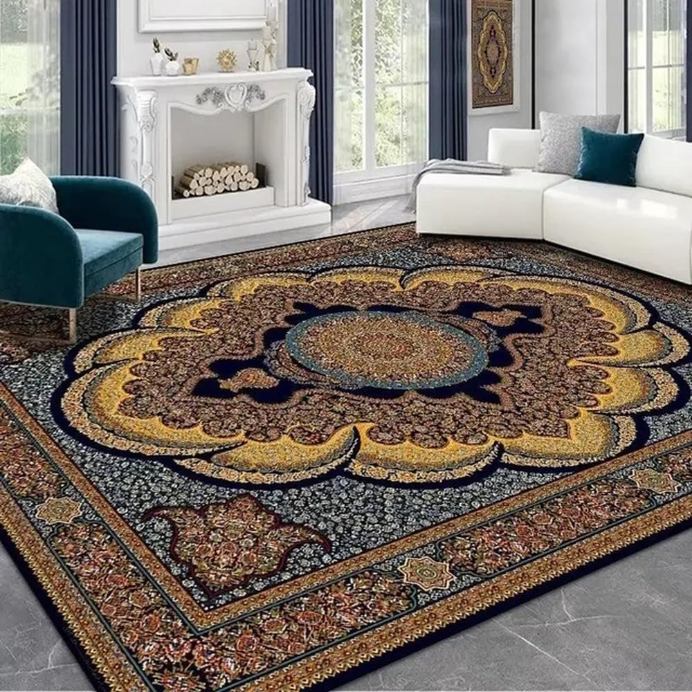Tapis rouge vintage anti-poussière sans poils pour salon et table à thé américaine propre