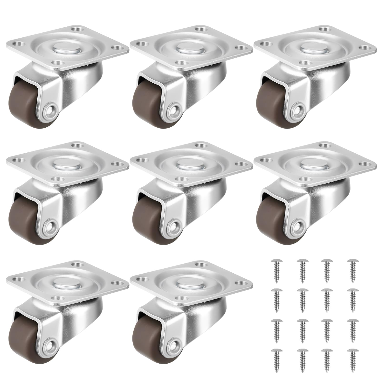 Pack of 8 12 mm Mini Furniture Castors, Small Swivel Castors, 360 Degree Transport Castors, Ball Castors for Furniture Castors, Small Furniture Wheels, Fixed Castors, Rolling Wheels for Table, Cabinet