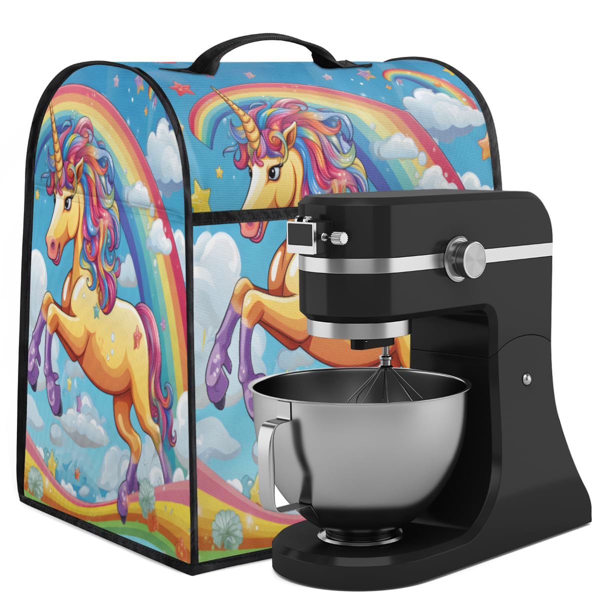 Coffee Maker Cover Cute Unicorn Rainbow Kitchen Appliance Covers Small Appliance Covers Blender Cover Juicer Cover Dust Covers for Kitchen Appliances with Top Handle and Pockets,Washable,C840