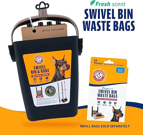 Miniatura 8 de Petmate - Basurero giratorio Arm  Hammer 70067 rastrillo y recogedor de excrementos bolsas perfumadas incluidas un tamaño color negro y centavo